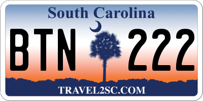 SC license plate BTN222