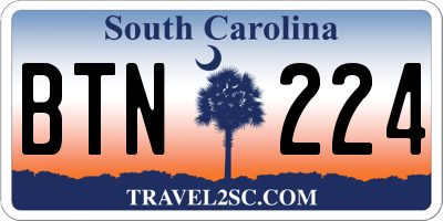 SC license plate BTN224