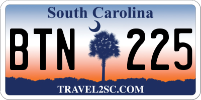SC license plate BTN225