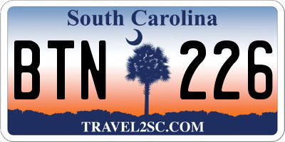 SC license plate BTN226
