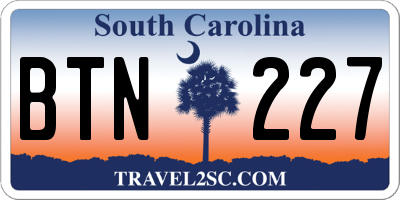 SC license plate BTN227