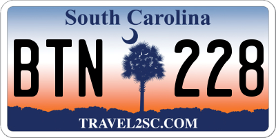 SC license plate BTN228