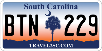 SC license plate BTN229