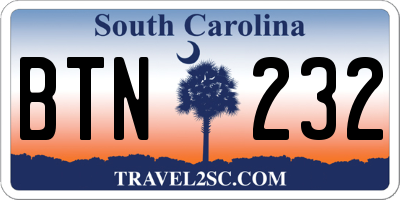 SC license plate BTN232