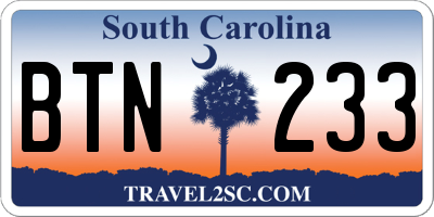SC license plate BTN233
