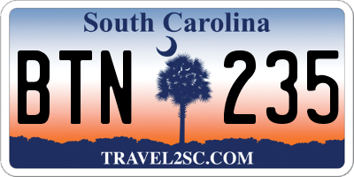 SC license plate BTN235