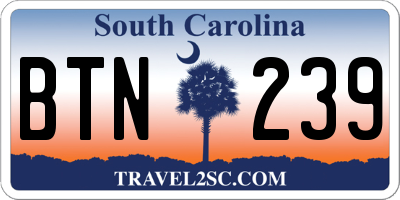 SC license plate BTN239
