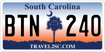 SC license plate BTN240