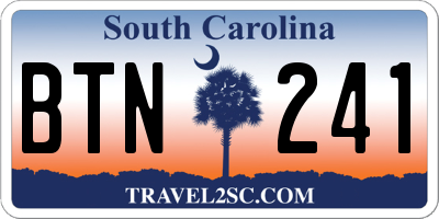 SC license plate BTN241