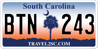 SC license plate BTN243