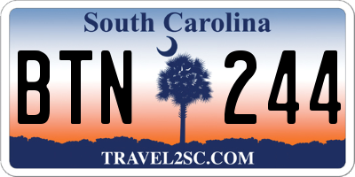 SC license plate BTN244
