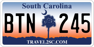 SC license plate BTN245