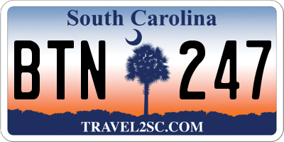 SC license plate BTN247