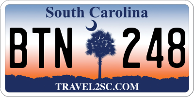 SC license plate BTN248