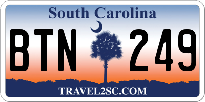 SC license plate BTN249