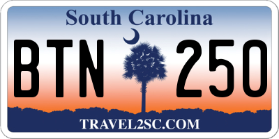 SC license plate BTN250