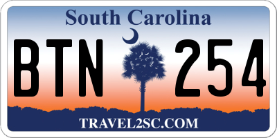 SC license plate BTN254