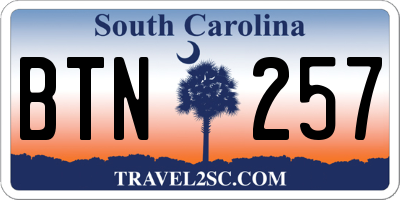 SC license plate BTN257