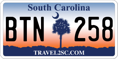 SC license plate BTN258