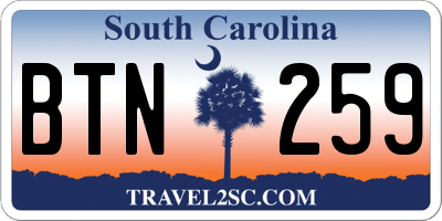 SC license plate BTN259