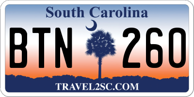 SC license plate BTN260