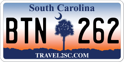 SC license plate BTN262