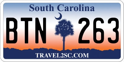 SC license plate BTN263