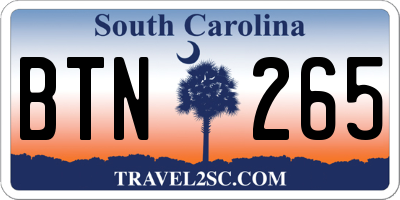 SC license plate BTN265