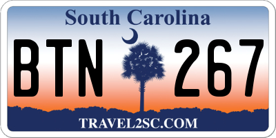 SC license plate BTN267