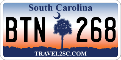 SC license plate BTN268