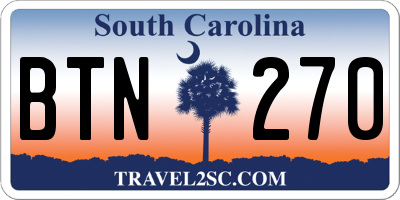 SC license plate BTN270