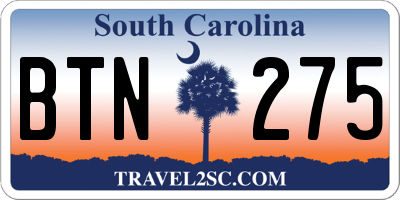 SC license plate BTN275