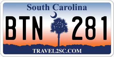 SC license plate BTN281