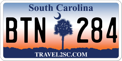 SC license plate BTN284