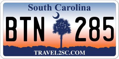 SC license plate BTN285