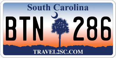 SC license plate BTN286