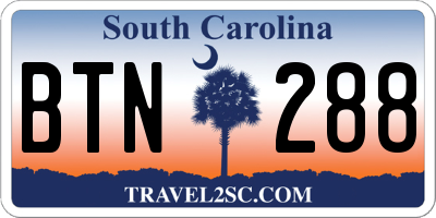 SC license plate BTN288