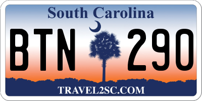 SC license plate BTN290