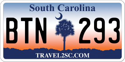 SC license plate BTN293