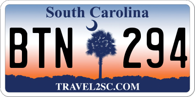 SC license plate BTN294