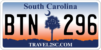 SC license plate BTN296
