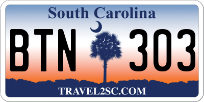 SC license plate BTN303