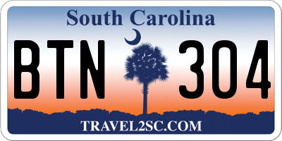 SC license plate BTN304