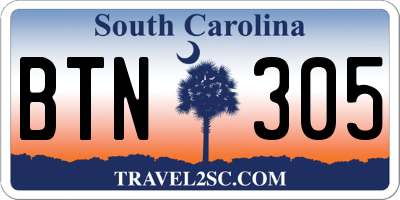 SC license plate BTN305