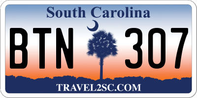 SC license plate BTN307