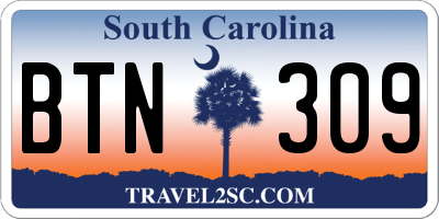 SC license plate BTN309