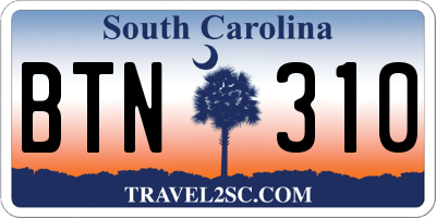 SC license plate BTN310