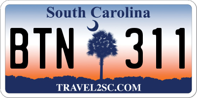 SC license plate BTN311