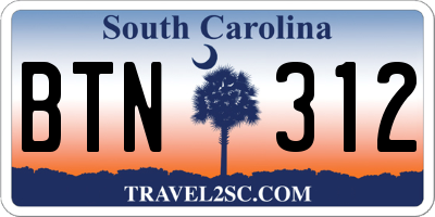 SC license plate BTN312