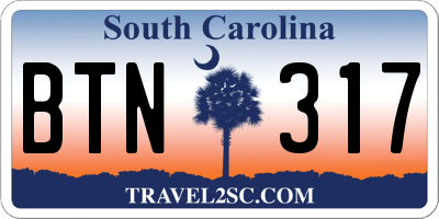 SC license plate BTN317